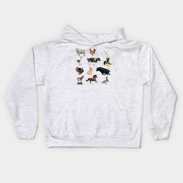 Farm Animals Pattern Kids Hoodie by NorseTech